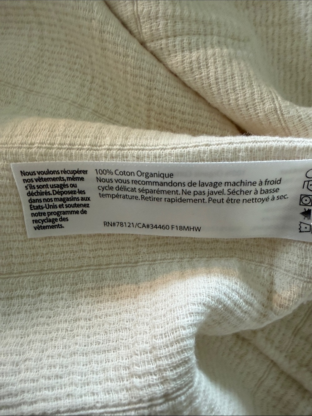 Eileen Fisher Mandarin Collar Channel Jacket Undyed Ecru Organic Cotton Sz L/XL - Picture 6 of 6